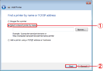 select a shared printer by name