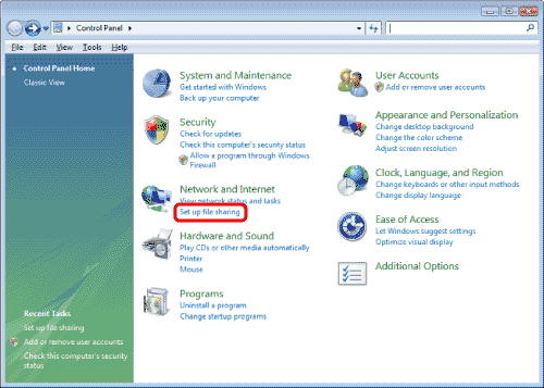 network file sharing in vista