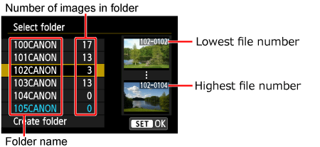 Managing Images in a Camera (Creating a Folder / Numbering a File